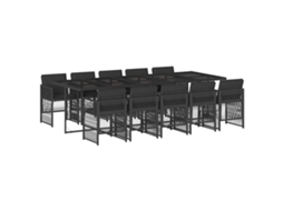 Conjunto de 11 Jantar para Jardim com Almofadões Vime Pe Preto MAISON EXCLUSIVE