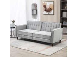 Sofá cama aveludado cinza claro 2 lugares com encosto regulável e estrutura estofada para sala 189x80,5x78,5cm S/MARCA