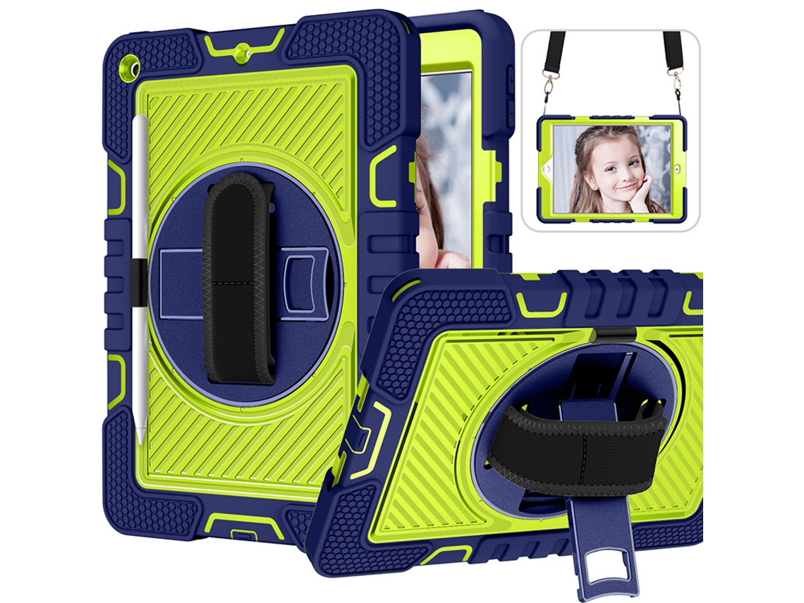 Capa Protetora Para Xiaomi Pad 6 Com Alça De Ombro E Suporte Giratório (azul Marinho + Verde)