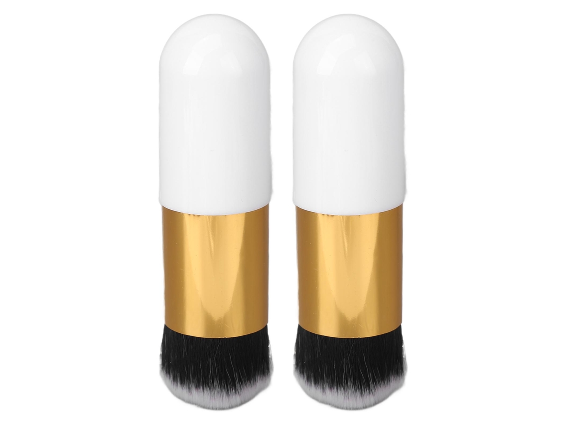 2 Peças De Brocha De Maquilhagem Chubby Com Cerdas Suaves Para Pó, Portátil E Fácil De Limpar