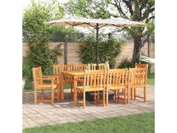 Vidaxl Conjunto De Jantar Para Jardim 9 Unid. Castanho