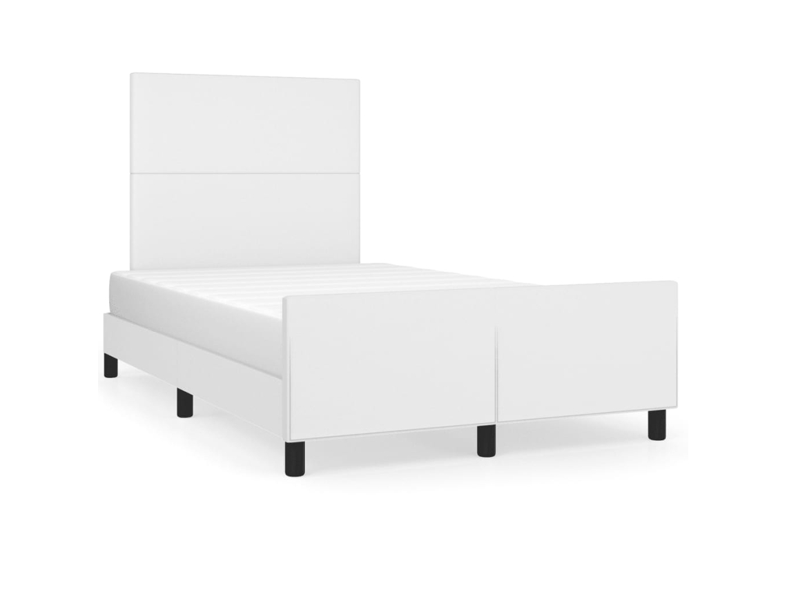 Bed Frame With Headboard, Bed Frames With Headboards Vidaxl Branco Couro Artificial (120 X 190 Cm)