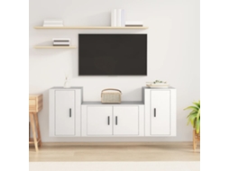 Vidaxl Conjunto Móveis De Tv 3 Pcs Madeira Processada Branco