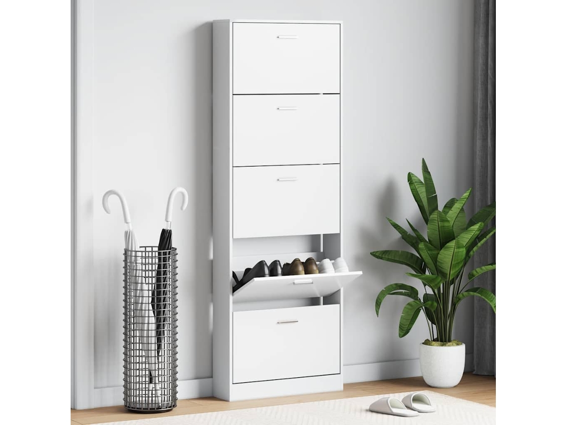 Sapateira Com 5 Compartimentos Em Madeira Branco
