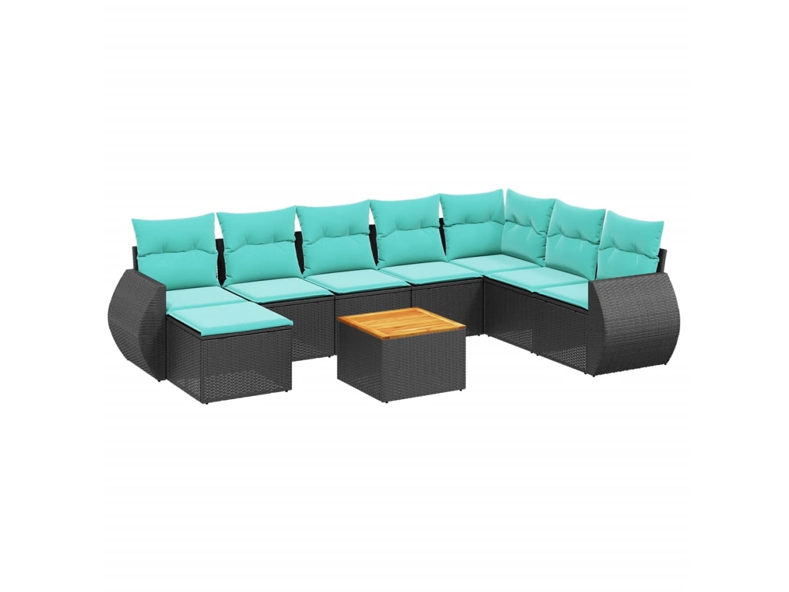 Conjunto de Sofá de Jardim, 5 Peças, Almofadas, Rattan Preto MAISON EXCLUSIVE