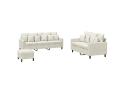 Maison Exclusive - 3 Pcs Conjunto De Sofás Com Almofadões Veludo Cor Creme