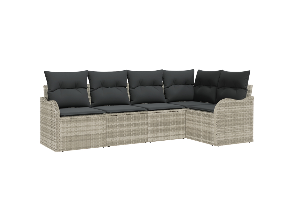 Conjunto 5 Conjunto De Sofá Modular Vidaxl Cinzento-claro Vime Pe (232,5 X 122,5 X 69 Cm)