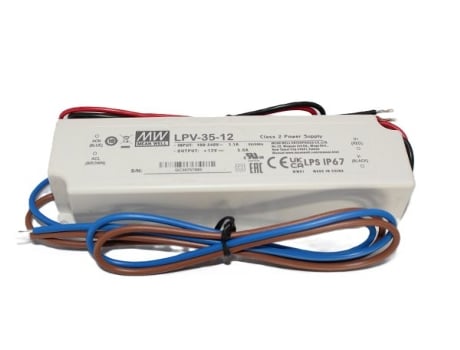 Fonte de alimentação Meanwell LPV 35, 35W, 3A, 12VDC, IP67 Mean Well