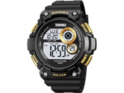 Lurelia Relógio Digital Masculino, Visor Digital, Cronómetro, Alarme, Data/calendário, 12/24h, Dourado