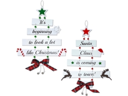 Decoração de Natal em Madeira Grande Suspensa para Quarto 2 Peças S/MARCA