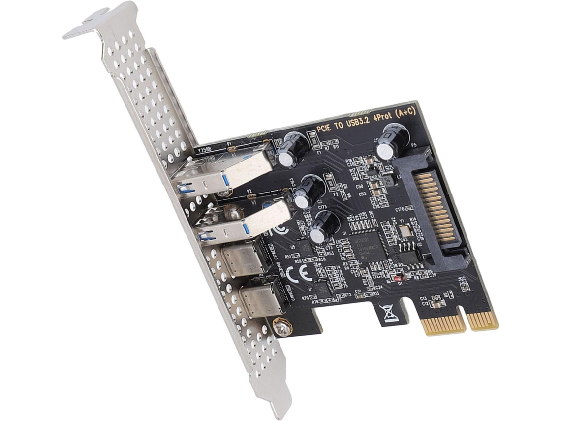 Placa De Expansão Pcie Para Usb 3.2 E Tipo-c, 5 Gbps, Com Fonte