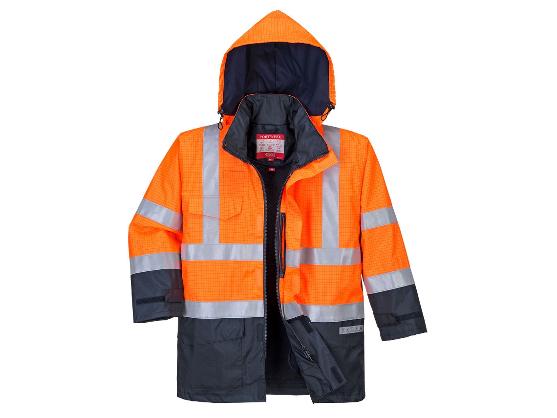 Jaqueta Multiproteção Bizflame Rain De Alta Visibilidade Azul Marinho E Amarelo / Xl