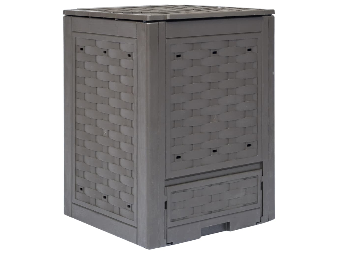 Vidaxl Compostor De Jardim 60x60x83 Cm 300 L Plástico Vime Castanho