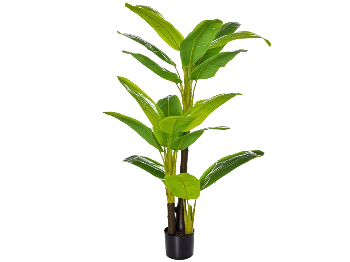 Bananeira Artificial 150cm Verde com Vaso e 18 Folhas, Design Simples e Elegante para Ambientes Diversos