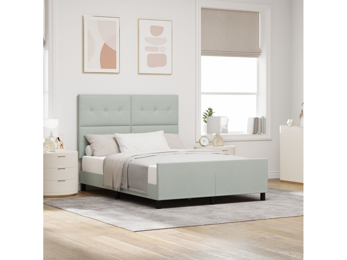 Cama De Casal Cinza Lovely Home Plástico Veludo Cinzento (160x200)