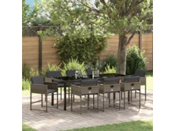 Vidaxl Conjunto De Jantar Para Jardim 9 Unid. Cinzeto Vime Pe