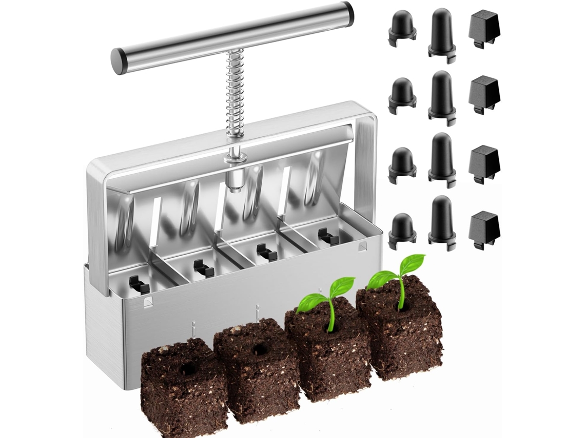Prensa Para Blocos De Solo, Formadora De Blocos De Solo De 2 Polegadas Com 3 Tamanhos De Plugues De Sementes E Cabo Confortável, Ferramenta Manual Par