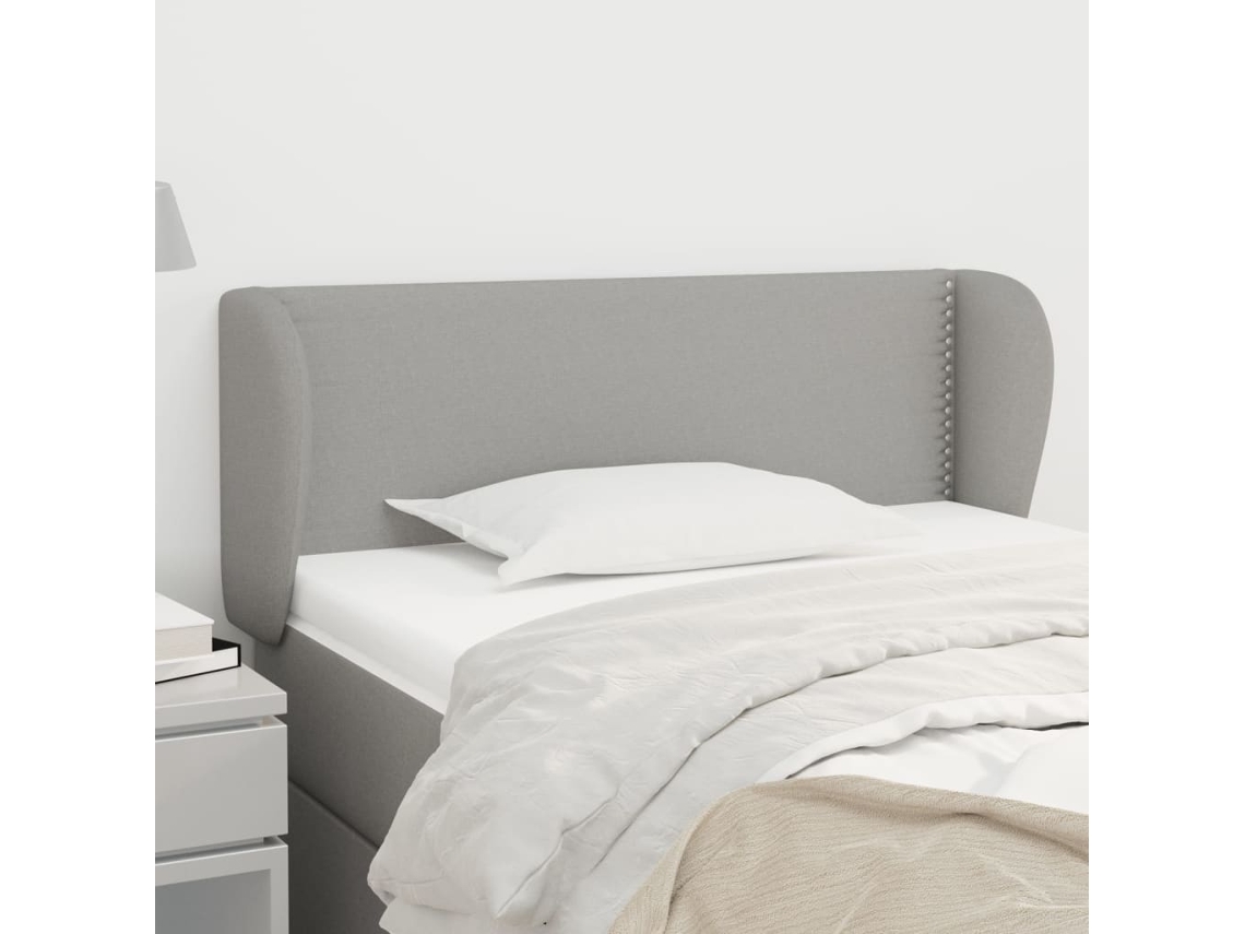 Vidaxl Cabeceira De Cama C/ Abas Tecido 93x23x78/88 Cm Cinzento-claro