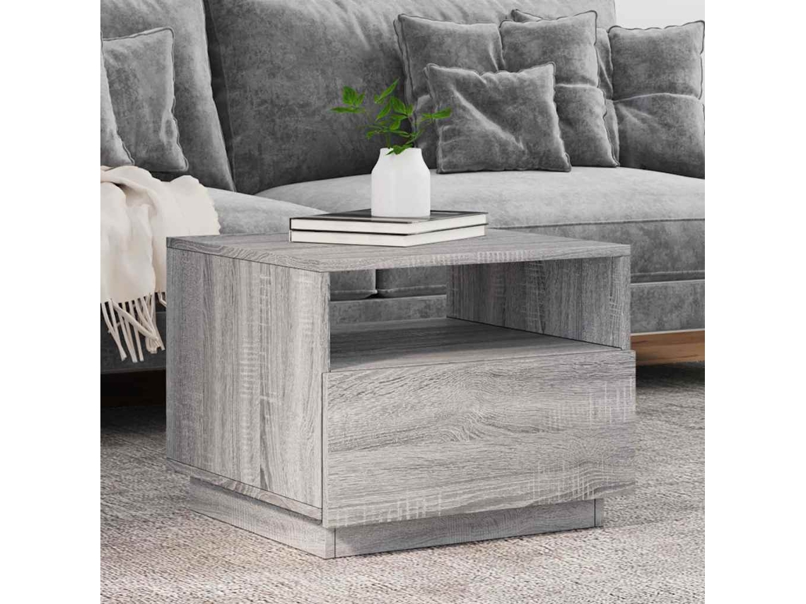 Vidaxl Mesa De Centro Com Luzes Led 50x49x40 Cm Cinzento Sonoma