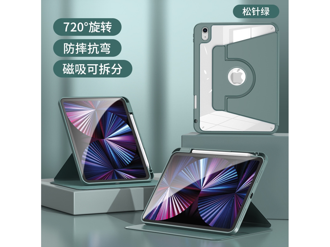 Lurelia Capa Para Ipad 10.2 (2021 E 2020 E 2019), Acrílico E Pu, Verde, Suspensão Automática, Uso Diário