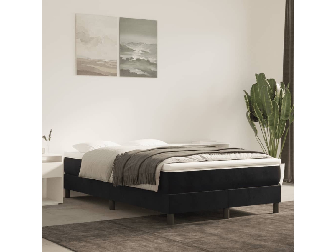 Vidaxl Estrutura De Cama Com Molas 120x200 Cm Veludo Preto