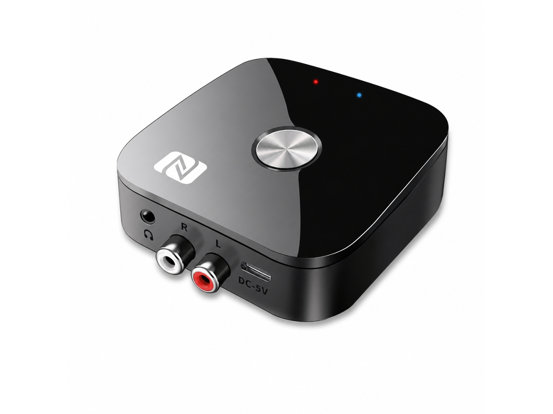 Recetor De Áudio Bluetooth 5.3 Com Nfc, Saídas Rca E Jack 3,5 Mm Para Amplificador E Sistema Hi-fi