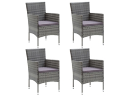 Cadeiras De Jantar Para Jardim 4 Pcs Vime Pe Cinzento Dkd Home Decor