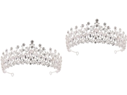 Coroa De Casamento Deslumbrante De Strass Em 2 Peças Para Mulheres, Acessório De Cabeça Elegante.