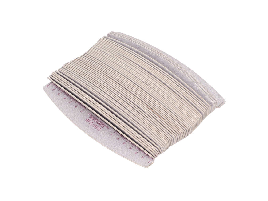Conjunto de 50 Limas de Unha 240/240 em Formato de Meia Lua, Limas Duráveis para Manicure em Casa e no Salão