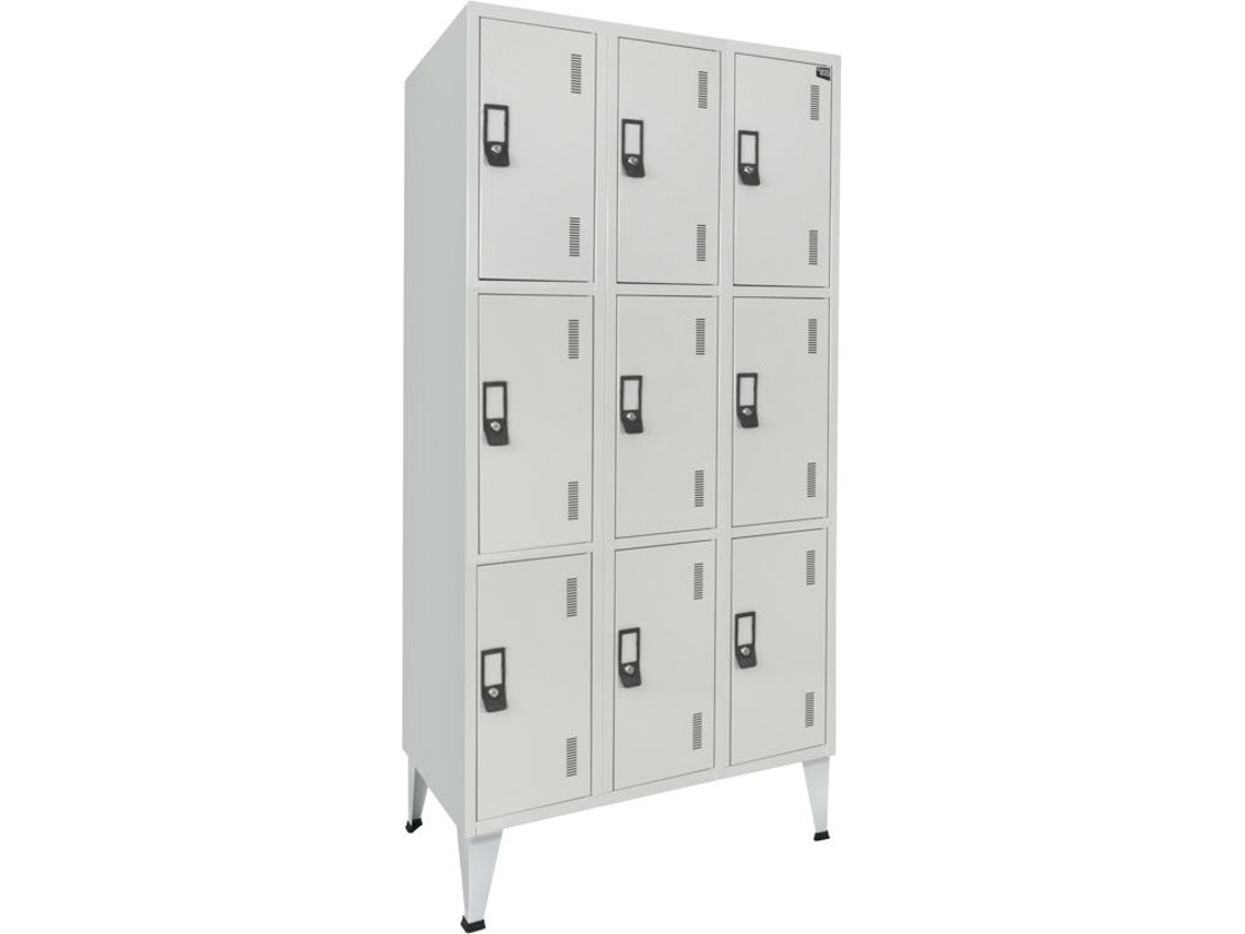 Cacifos Metálicos Triplo Cinza 9 Cacifos 1900X900X500Mm Standard