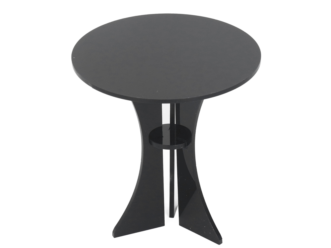 Primerox mesa Redonda Preta de Acrílico Estável para Casinha de Bonecas em Escala 1:6 Decorativa