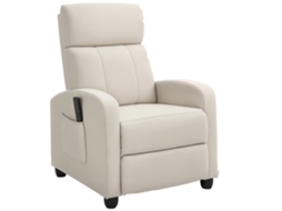 Poltrona de Massagem Relaxante com Controle Remoto e 8 Programas. Reclinação e Apoio para os Pés. 68x88x98cm. Creme Ge