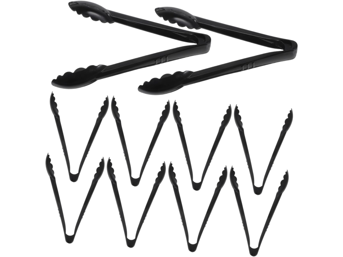 Conjunto De 10 Pinças Servir Ciieeo Em Plástico, Pretas, Ideais Para Saladas, Buffets, Festas, Casamentos E Churrascos