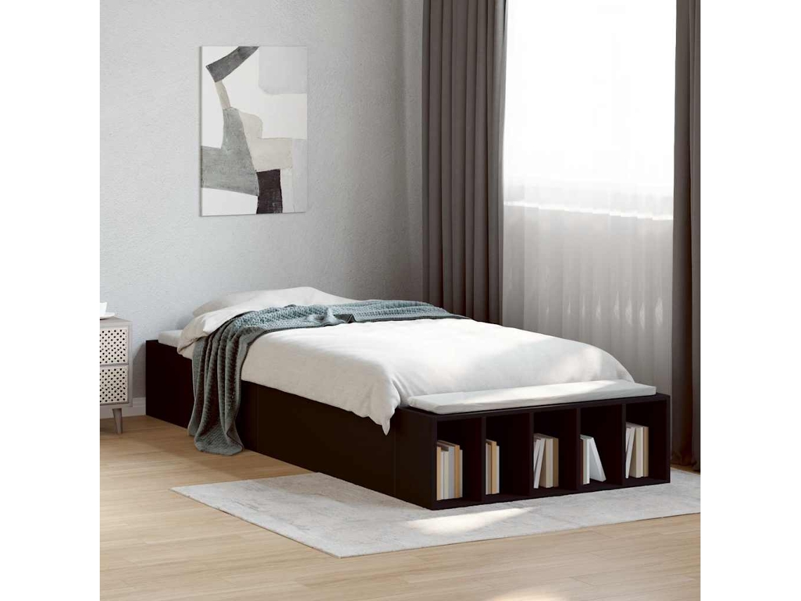 Vidaxl Estrutura De Cama 75x190 Cm Derivados De Madeira Preto