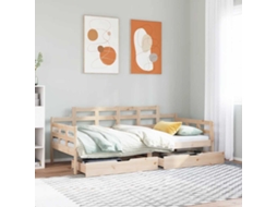 Vidaxl Sofá cama com Gavetas 90x190 Cm Madeira de Pinho Maciça