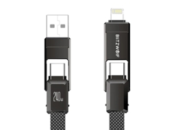 Cabo Usb-c Lightning 4 Em 1 Blitzwolf Para Celulares, 240 W, 1,2 M, Carregamento Rápido.