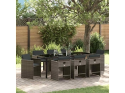 Vidaxl Conjunto de Jantar para Jardim 9 Pcs Cinzeto Vime Pe
