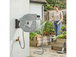 Enrolador de mangueira de parede 40+2 MX Ø 15mm, chave de fenda retrátil automática para mangueira de água com rotação de 180°, cinza