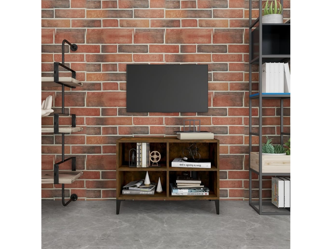 Móvel De Tv Pernas Em Metal 69,5x30x50 Cm Cor Carvalho Fumado Dkd Home Decor