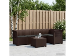 Vidaxl Sofá De Jardim De 5 Pessoas Com Almofadas Visual De Rattan Pp