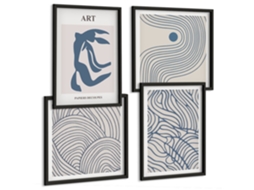Composição De Quadros Linhas Abstratas Modernas Espelharte (4 Peças)
