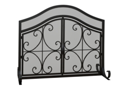 Tela De Segurança Para Lareira, Painel Único, Malha De Aço, 105 X 40 X 80,5 Cm, Preta