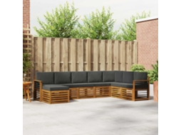 Vidaxl Conjunto De Sofás Para Exterior 8 Pcs Natural E Antracite