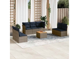 Vidaxl 8 Pcs Conjunto Sofás P/ Jardim C/ Almofadões Vime Pe Cinzento