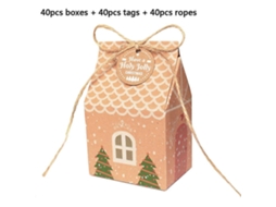 Conjunto De 5 Sacolas De Papel Kraft Em Formato De Casinha Com Cordas Para Presente De Natal Árvore De Natal Doces E Presentes Hengjian