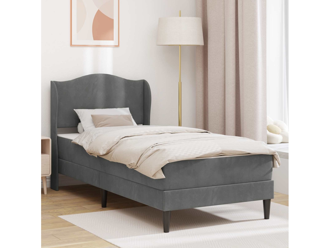Vidaxl Estrutura Da Cama Cinzento-escuro 90 X 200 Cm Veludo