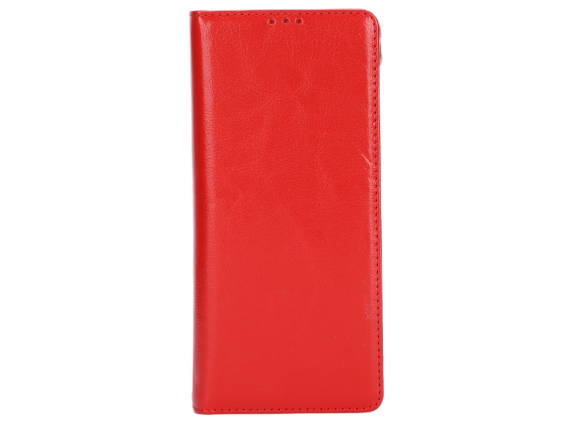 Capa de Couro Genuíno para Capa Protetora do Telefone Móvel Huawei Mate X2 Padrão de Cavalo Louco Vermelho EOOCOO (resistente a Arranhões, Dobrável)