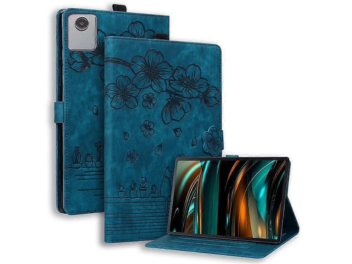 Capa Tipo Folio Em Couro Pu Com Estampa De Gato E Flor, Compatível Com Lenovo Tab M11 / Xiaoxin Pad 11 2024.