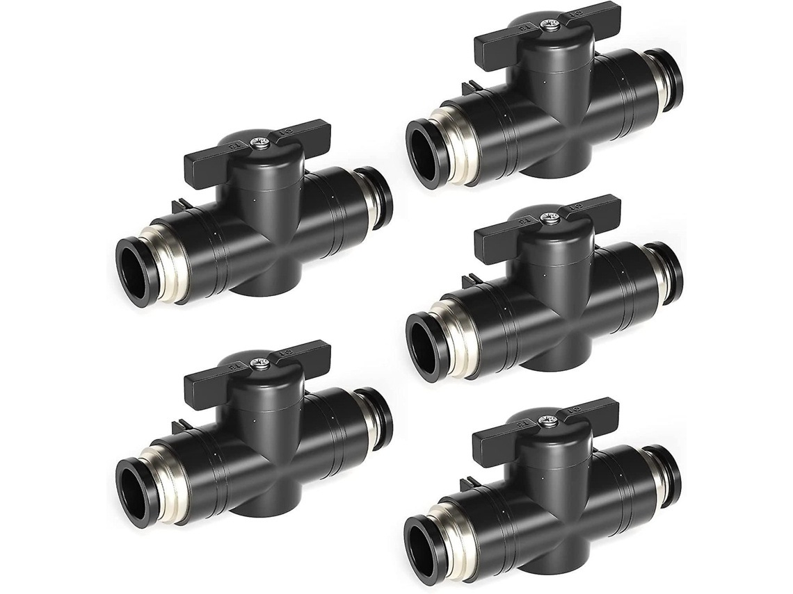 5 Válvulas Esfera Pneumáticas Com Conexão De 6mm, Tipo Engate Rápido.