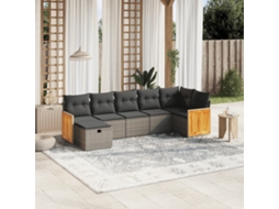 Vidaxl 7 Pcs Conjunto Sofás P/ Jardim C/ Almofadões Vime Pe Cinzento